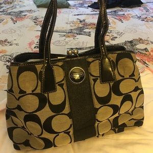 Authentic coach satchel black & gray